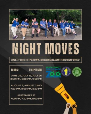 Summertime at the Zoo! Enjoy a cool night tour of the zoo in the cooler evening air.
Learn about nocturnal animals and adaptations, with a chance to see some of them in action! 🦇 $10 per person. Pre-registration required. Purchase your tickets at Link in Bio.
🔦Next tour date June 26